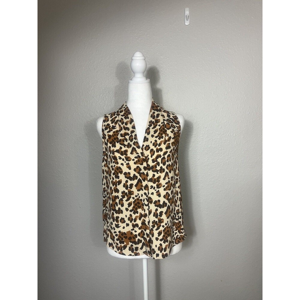 Aritzia Babaton Women’s Sleeveless Blouse‎ Leopard Print Power Top Size XS A2